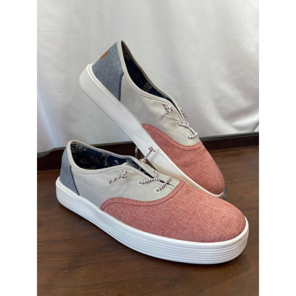 Hey Dude Conway M Craft Linen Color Block Red White Blue Mens 11 Sneakers USA